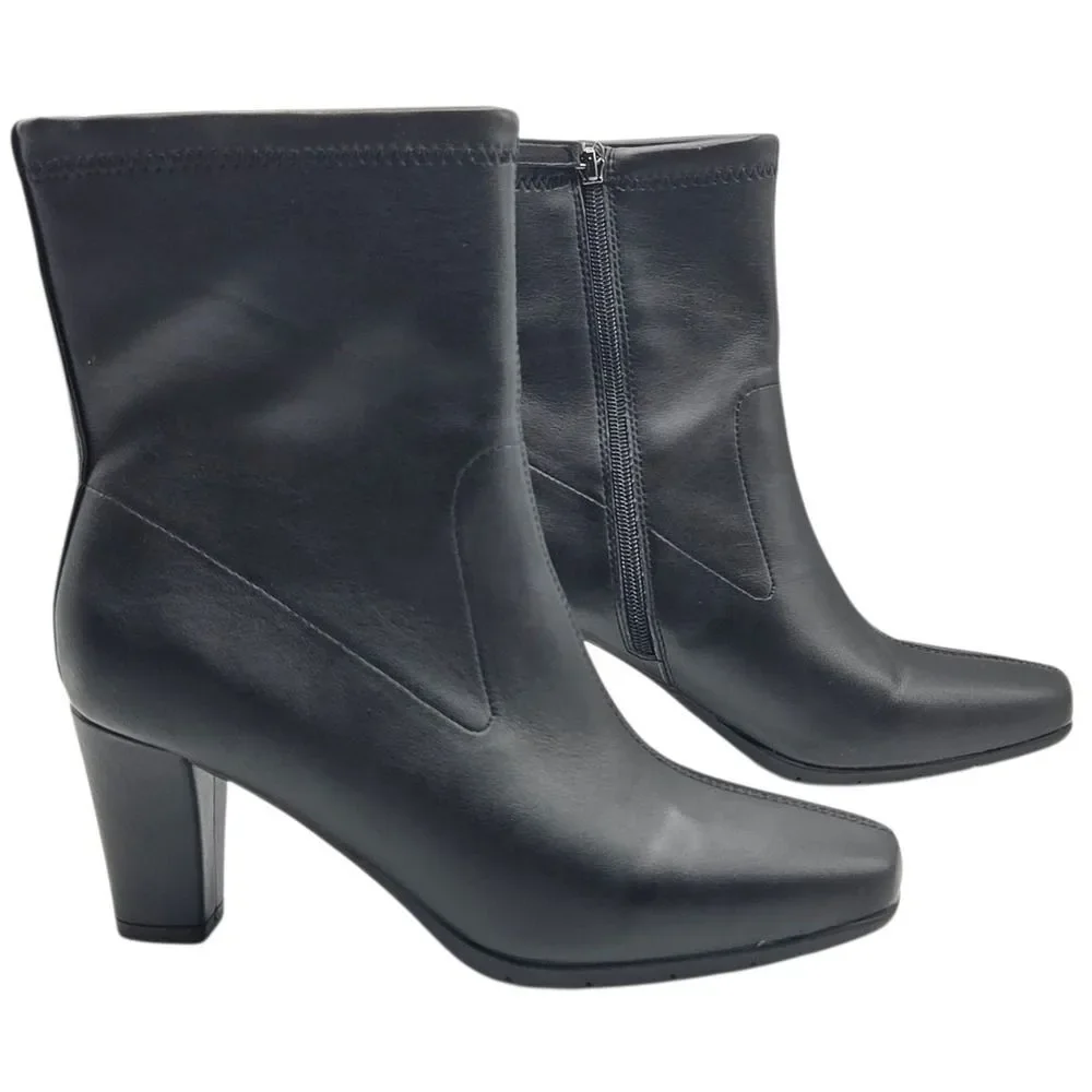 Aerosoles‎ Women's Cinnamon Heeled Tailored Booties Black Size 9.5 Ankle Boots